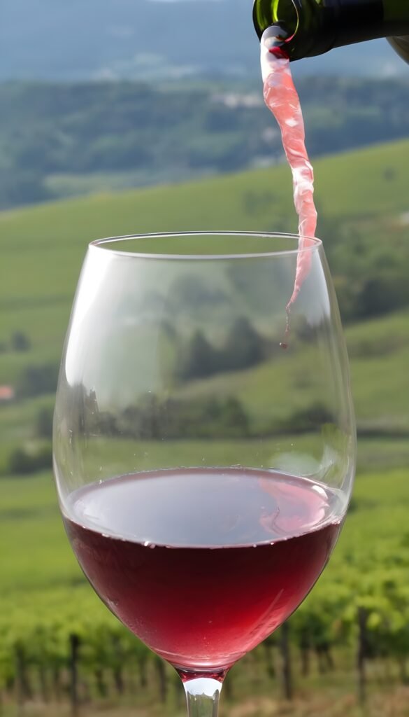 Un close-up d'une bouteille de vin d'Alsace avec un verre à vin